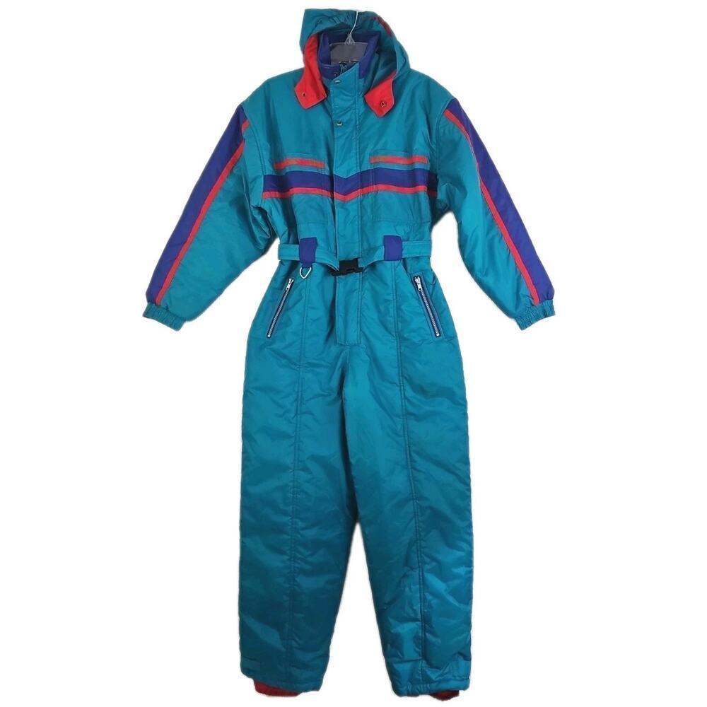 Apparatus ~Youth Size 16~ Teal & Purple Hooded Ski/Snow Suit Retro.